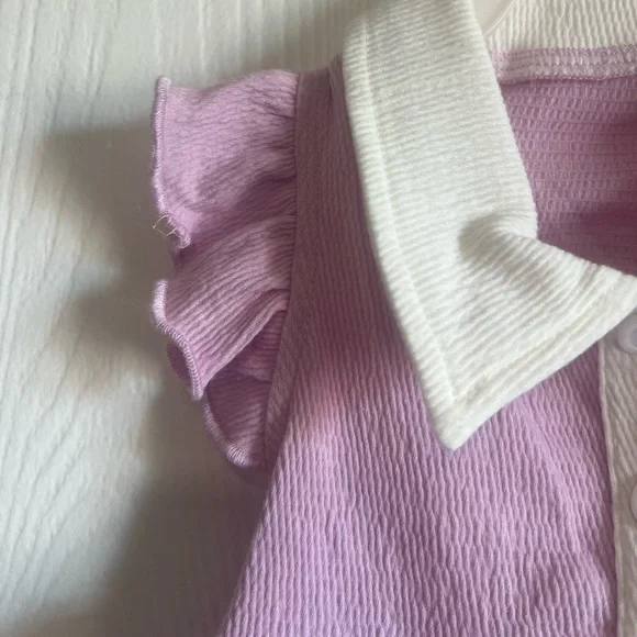 Rowdy Pups Club Pet Apperal  Pink Dog Dress w/ Collar & Ruffles Size XS - Picture 2 of 7